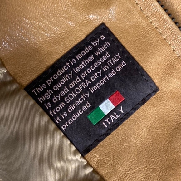 MADE IN ITALY LAMBSKIN LEATHER CAPE STYLE UNIQUE SHORT SLEEVED GATHERED JACKET - Picture 8 of 14